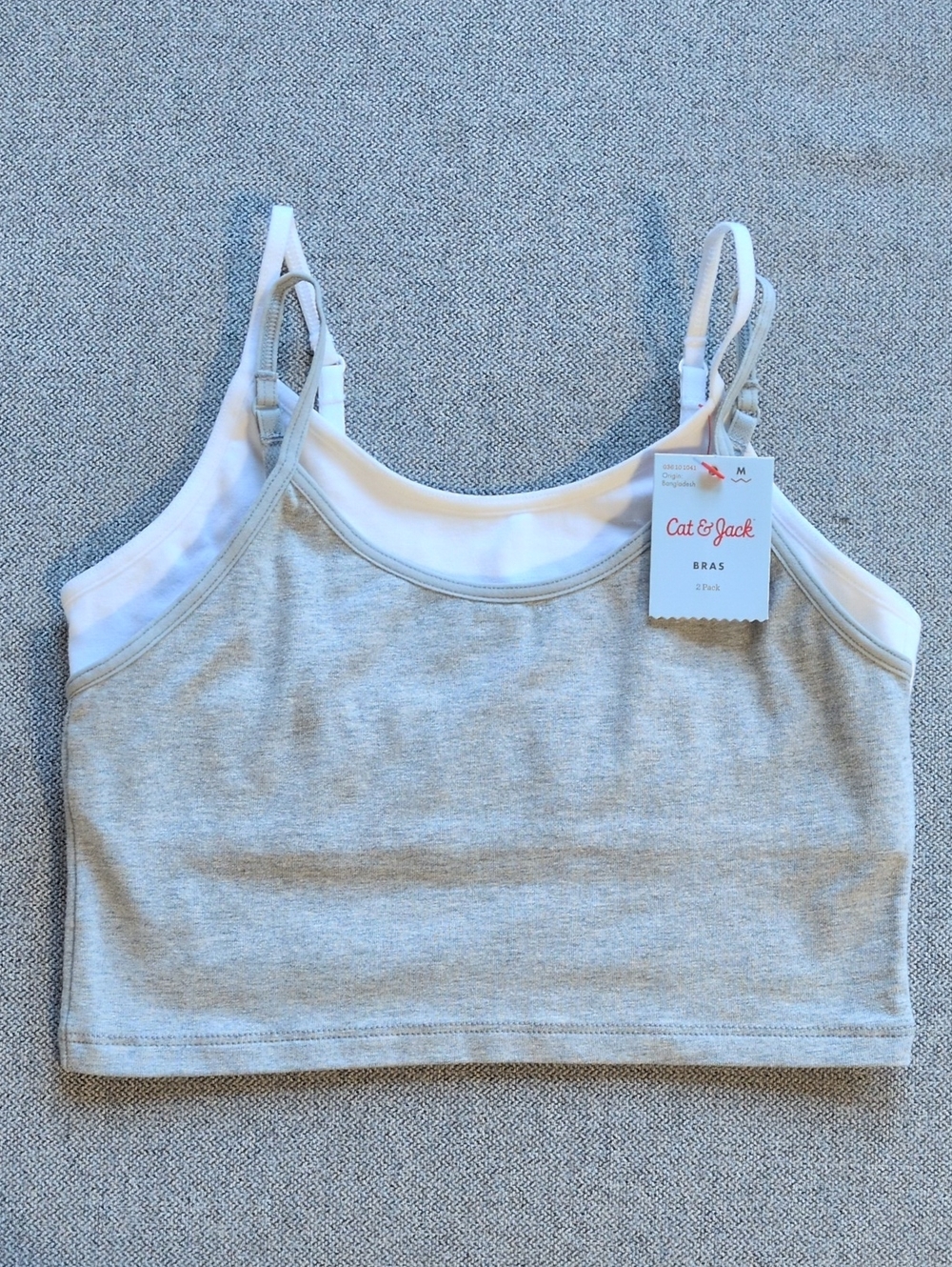 Cat & Jack Light Gray and White Bralette 2 Pack